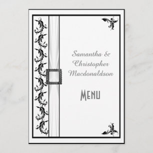 Plain black and white lace wedding menu