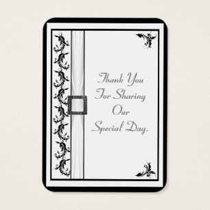Plain black and white lace wedding thank you tag