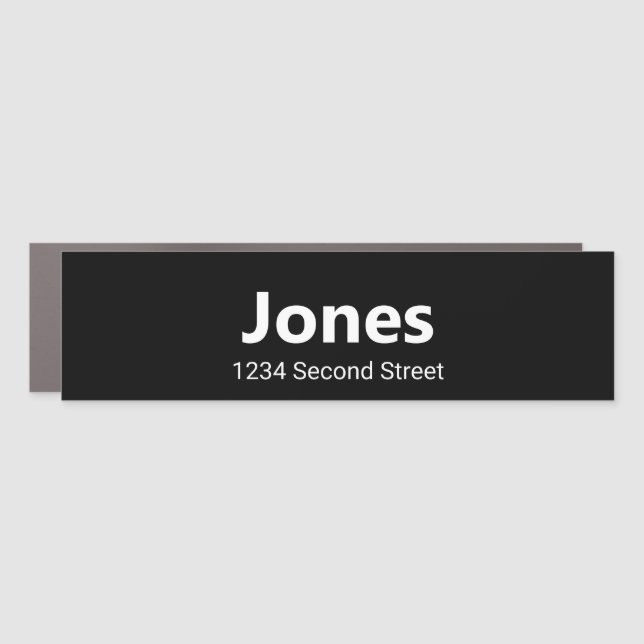 Plain Black and White Mailbox Name Street Address Car Magnet (Front)