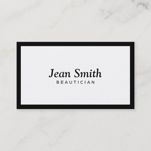Plain Black Border Beautician Business Card