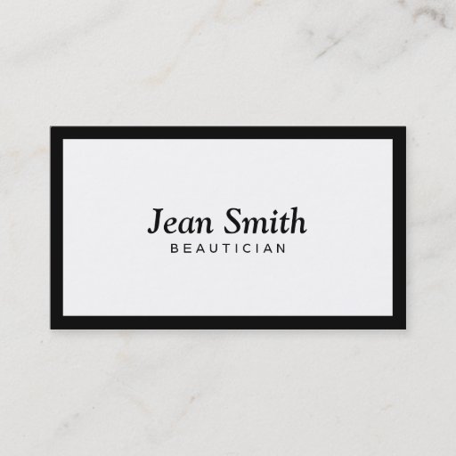 Customizable Plain Black Border Beautician Business Card