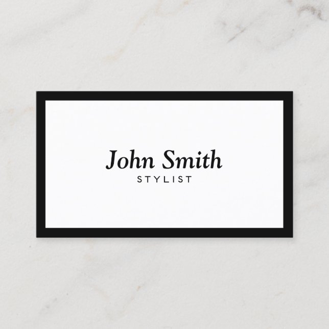 Plain Black Border Hair Stylist Business Card (Front)