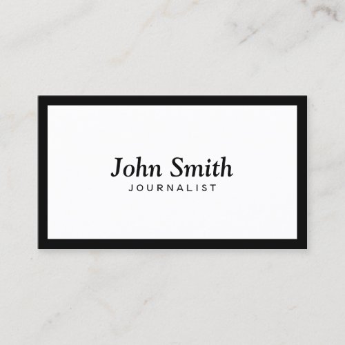 Plain Black Border Journalist Business Card