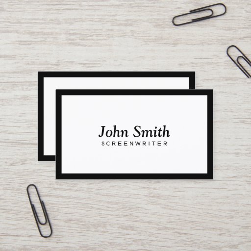 Customizable Plain Black Border Screenwriter Business Card