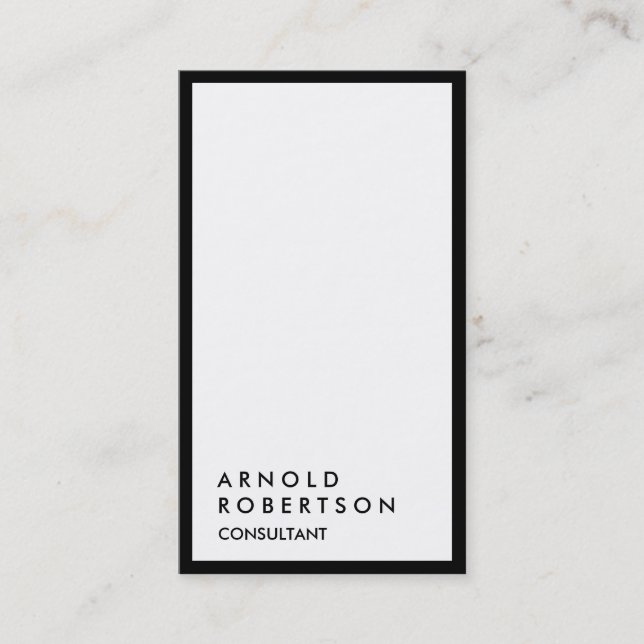 Plain Black Border White Consultant Business Card (Front)