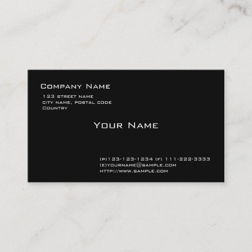Plain black business cards