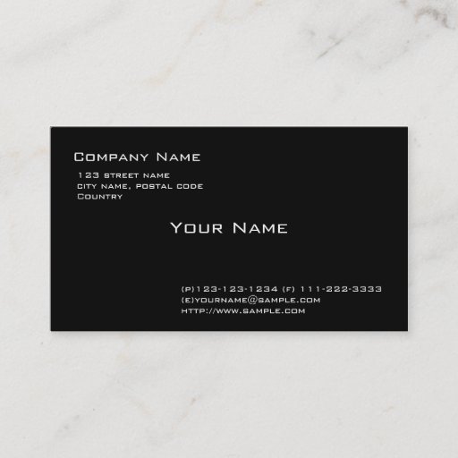 Customizable Plain black business cards