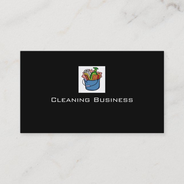 Plain black cleaning customizable business cards (Front)