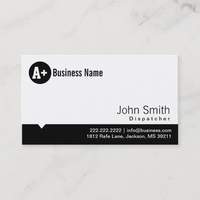 Plain Black Dot Dispatcher Business Card (Front)