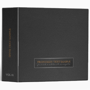 Plain Black Faux Leather Look-Silver Accents 3 Ring Binder