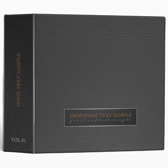 Plain Black Faux Leather Look-Silver Accents 3 Ring Binder (Front/Spine)