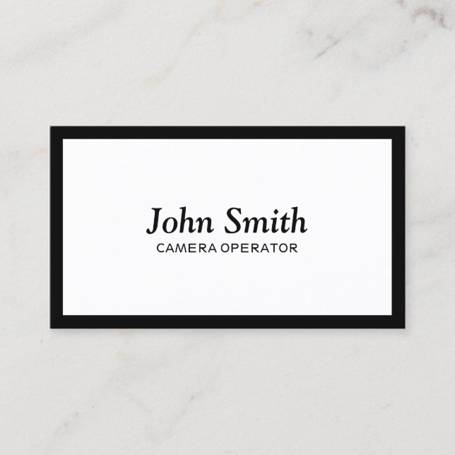Plain Black Frame Camera Operator Cameraman Business Card (Front)