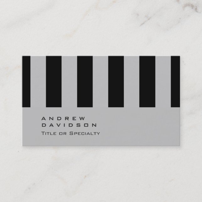 Plain Black Gray Striped Pattern Business Card (Front)