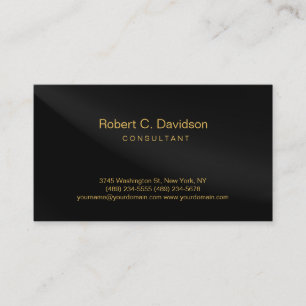Plain Black Grey Gold Tones Modern Business Card