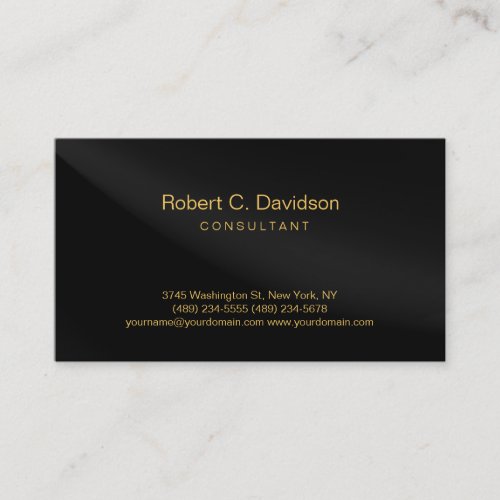 Plain Black Grey Gold Tones Modern Business Card