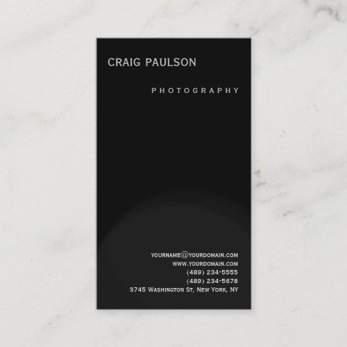 Plain Black Grey Photography Business Card