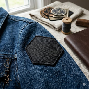 Plain Black Hexagon Patch with Border for Uniforms