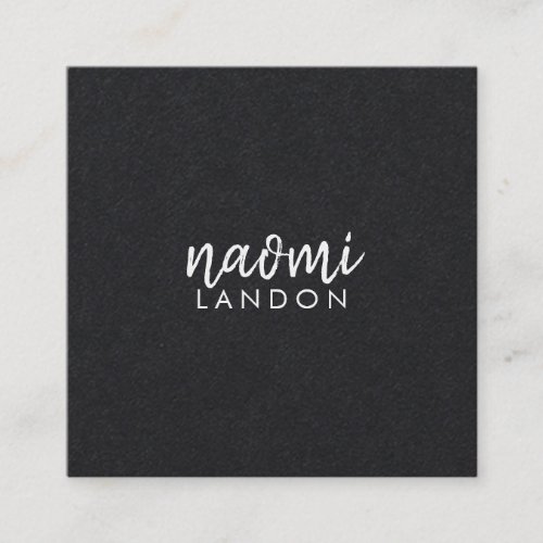 Plain black kraft modern square minimalist simple square business card