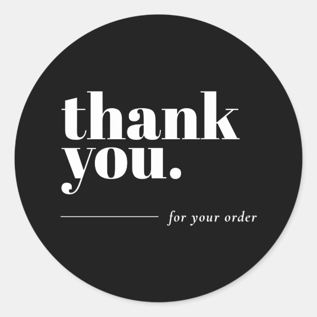 Plain Black Minimal Thank You Business Sticker  (Front)