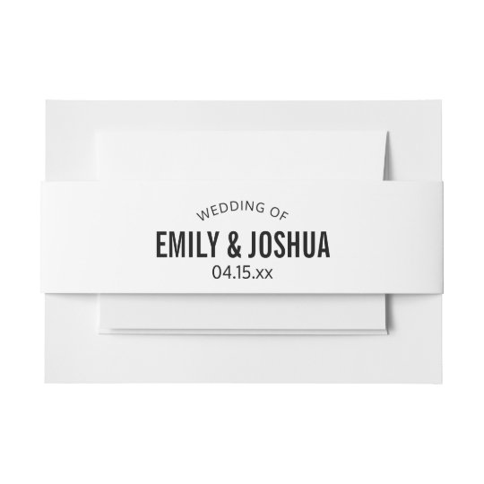 Plain Black Minimalist Bellyband Custom Template Invitation Belly Band