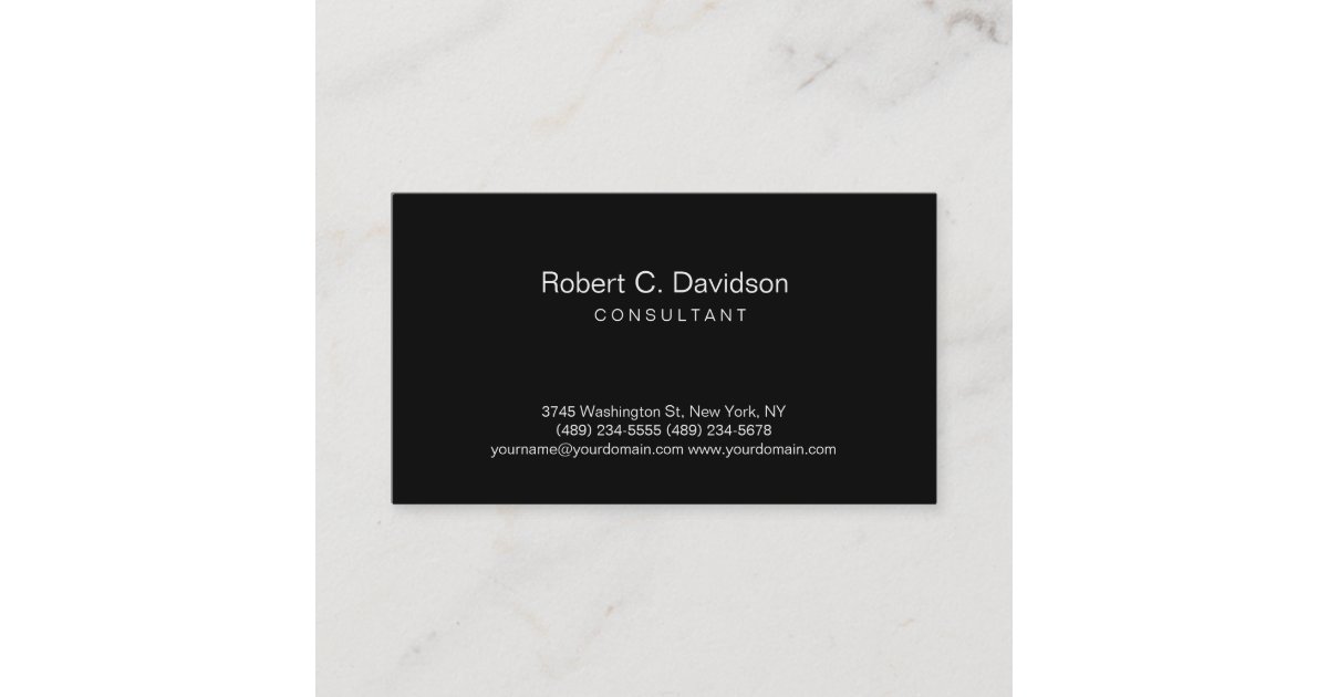 Plain Black Modern Consultant Business Card | Zazzle