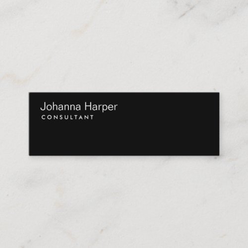 Plain Black Modern Consultant Slim Skinny Mini Business Card