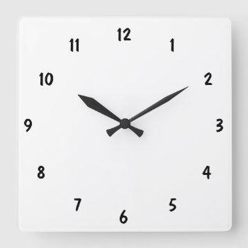 Plain Black Numbers Amazing Fab Square Wall Clock by Zazzimsical at Zazzle