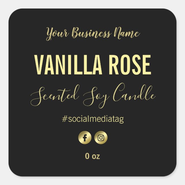 Plain Black Product Labels (Front)