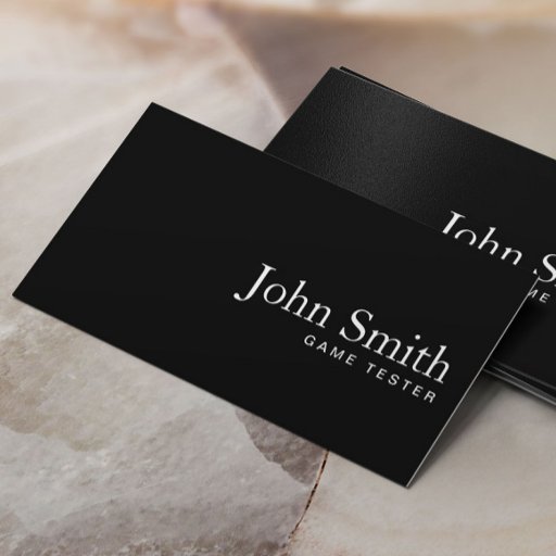 Customizable Plain Black QR Code Game Testing Business Card