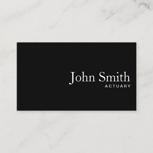 Plain Black QR Code Minimalist Actuary Business Card