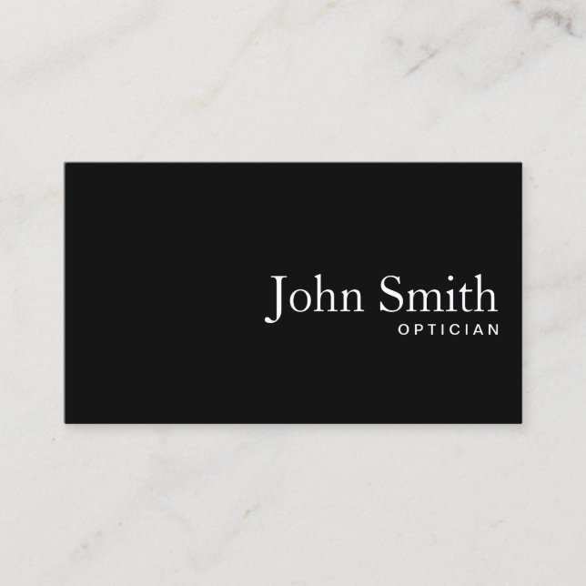 Plain Black QR Code Optician Business Card (Front)