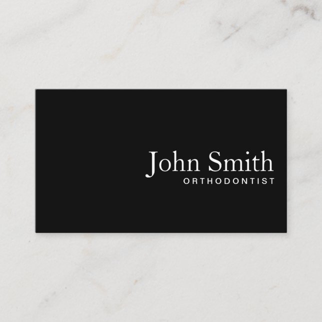 Plain Black QR Code Orthodontist Business Card (Front)