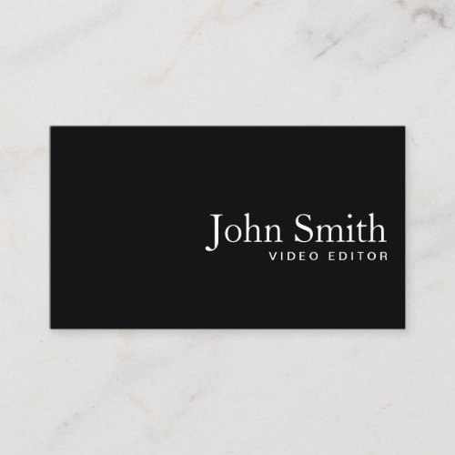 Plain Black QR Code Video Editor Business Card