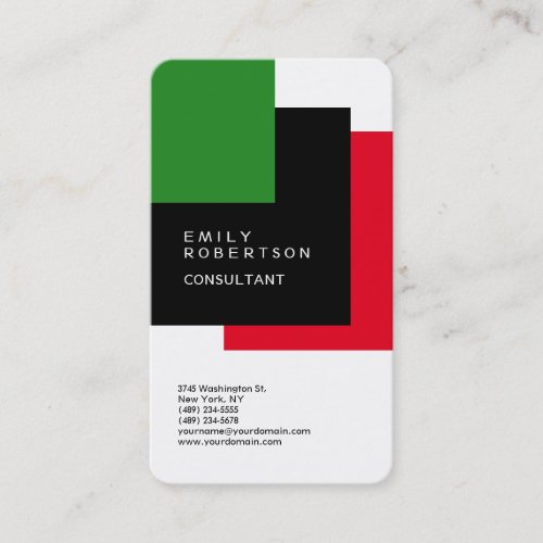Plain Black Red Green White Modern Minimalist Business Card
