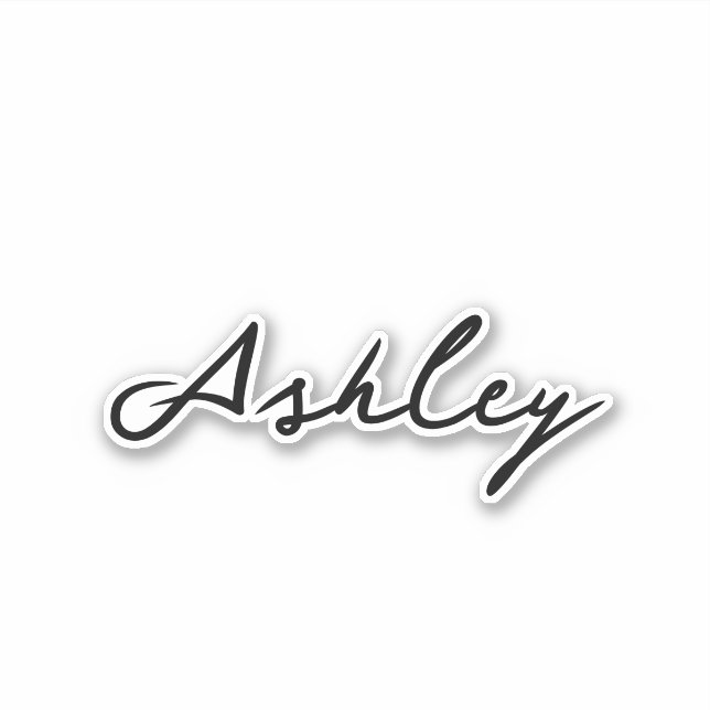 Plain black script personalized  sticker (Front)