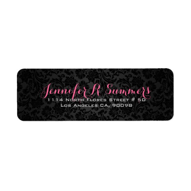 Plain Black Vintage Floral Damasks Label (Front)