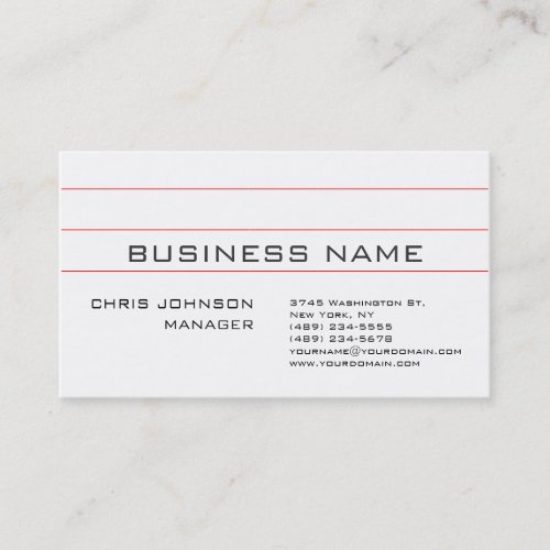 Plain Black White Cool Fonts Manager Business Card