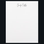 Plain Black White Minimalist Calligraphy Letterhead<br><div class="desc">Simple white,  modern,  minimalist design. This template can be customized to meet all professional occupations.</div>