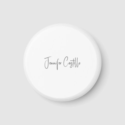 Plain Black White Minimalist Calligraphy Magnet