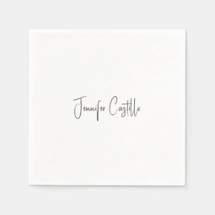 Plain Black White Minimalist Calligraphy Napkins