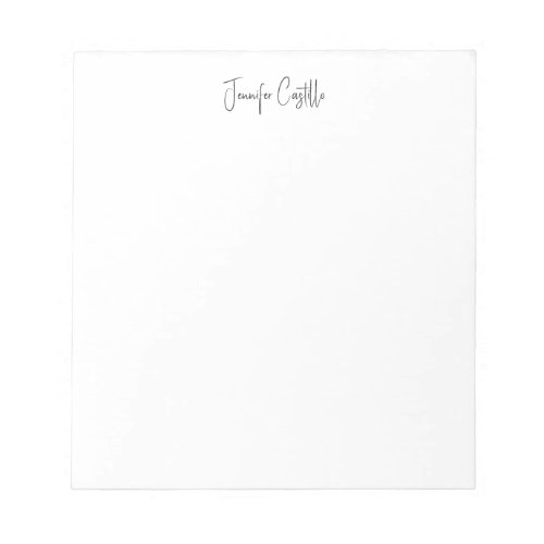 Plain Black White Minimalist Calligraphy Notepad