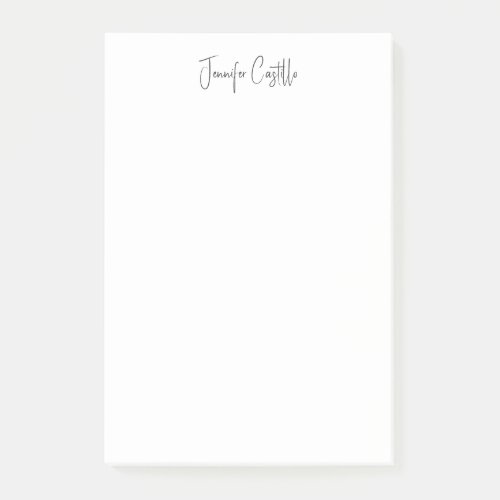 Plain Black White Minimalist Calligraphy Post_it Notes