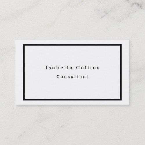 Plain Black  White Minimalist Creative Modern Business Card