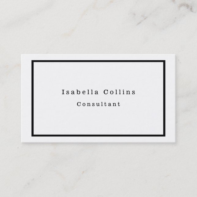 Plain Black & White Minimalist Creative Modern Business Card (Front)