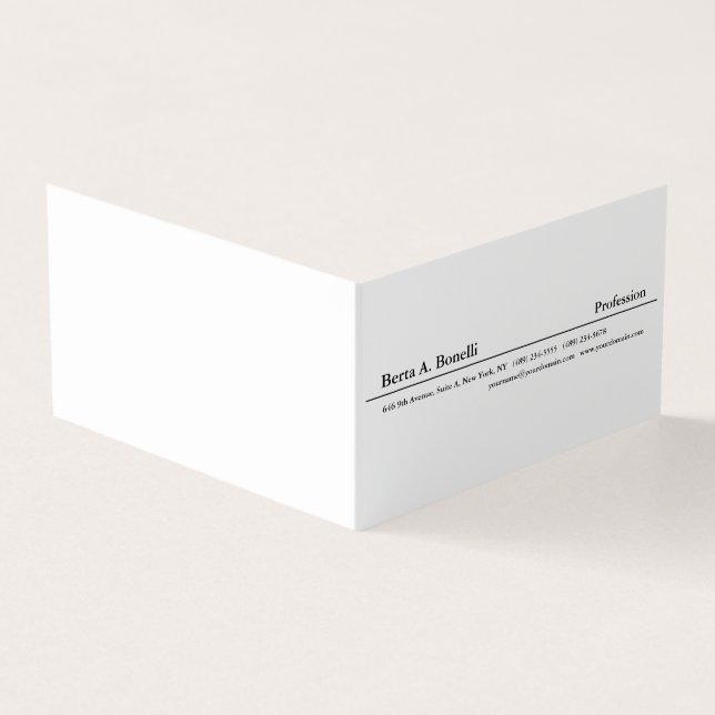 Plain Black White Minimalist Modern Business Card (Outside)