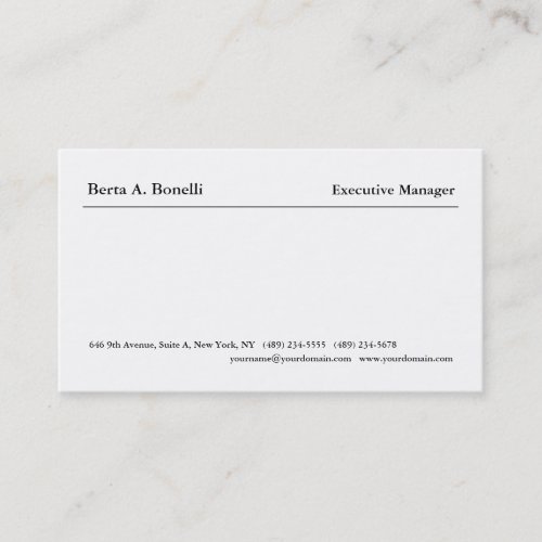 Plain Black White Minimalist Modern Business Card