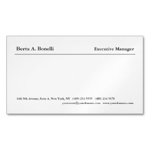 Plain Black White Minimalist Modern Business Card Magnet