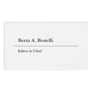 Plain Black White Minimalist Modern Name Tag