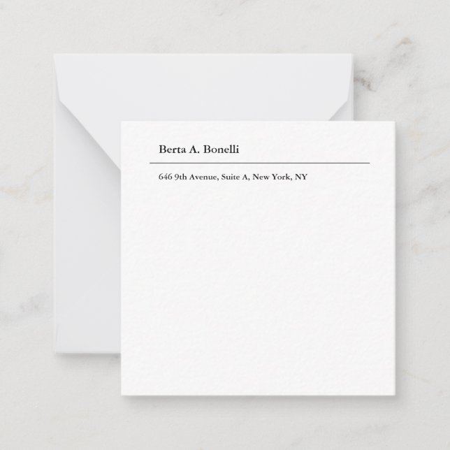 Plain Black White Minimalist Modern Note Card (Front)