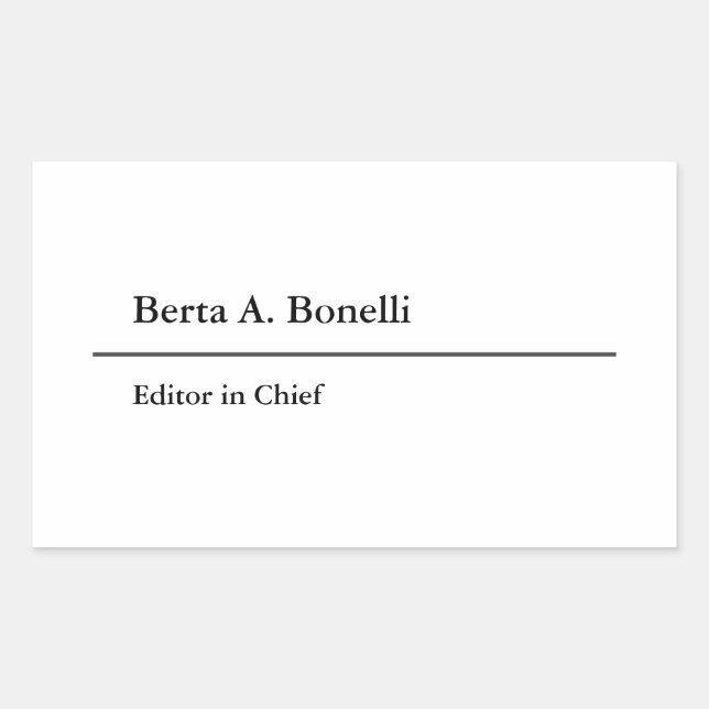 Plain Black White Minimalist Modern Rectangular Sticker (Front)